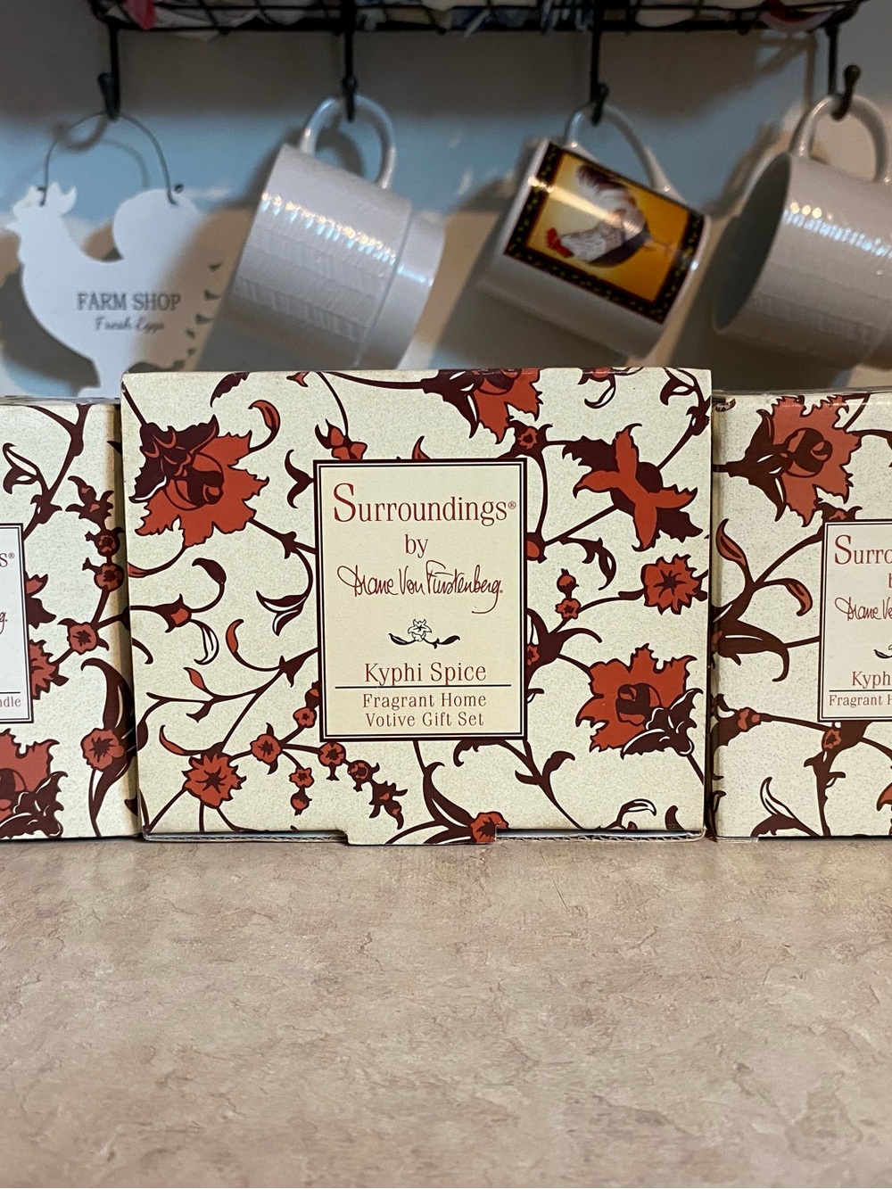 Vintage Avon Surroundings Diane Von Furstenberg Kyphi Spice Candles Votive Set